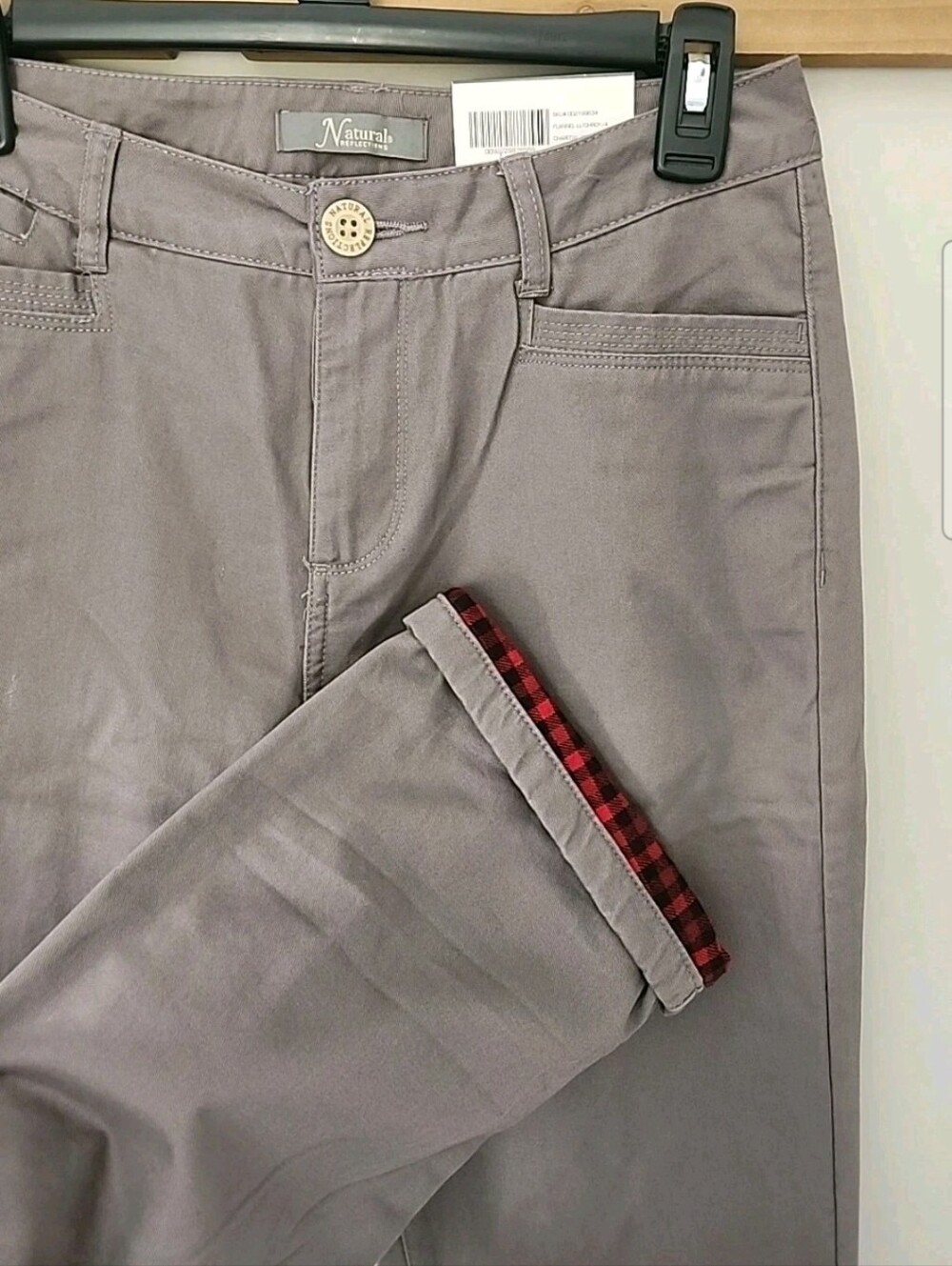 Natural Reflections Women's Flannel Lined Pants Charcoal Grey Size 4 Plaid Warm